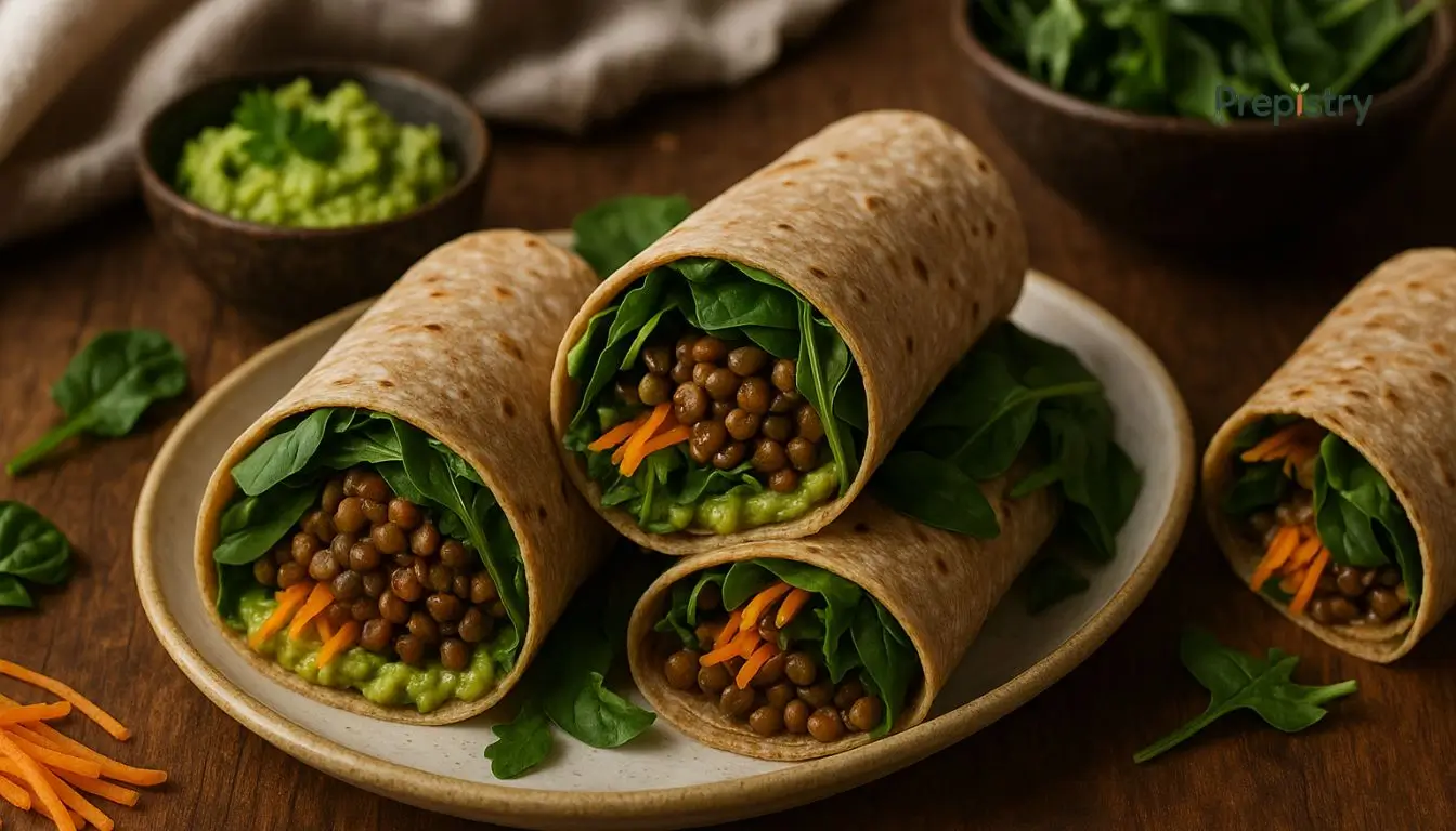 Savory Lentil Breakfast Wraps Savory lentil breakfast wraps filled with spinach, avocado smash, and shredded carrots