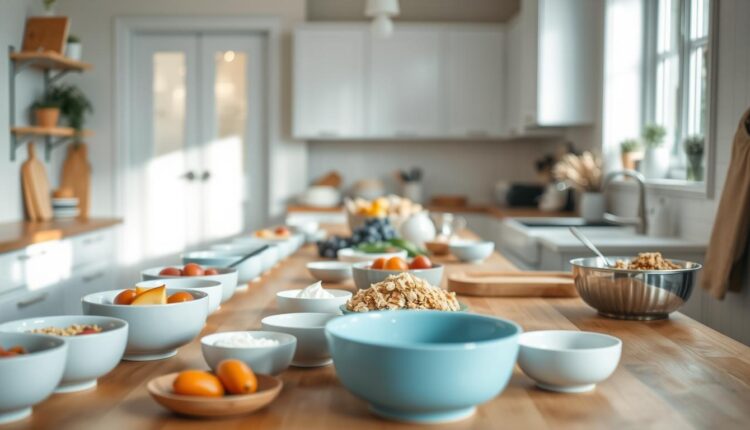 breakfast meal prep assembly line