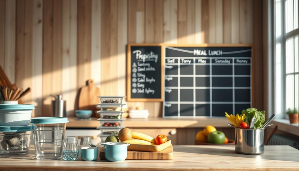 A cozy, minimal kitchen with wooden textures and light blue accents sets the stage for a 
