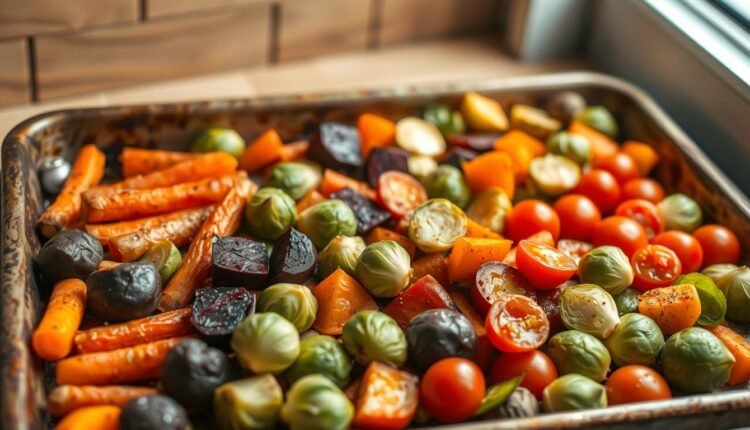 sheet pan dinner prep seasonal vegetables