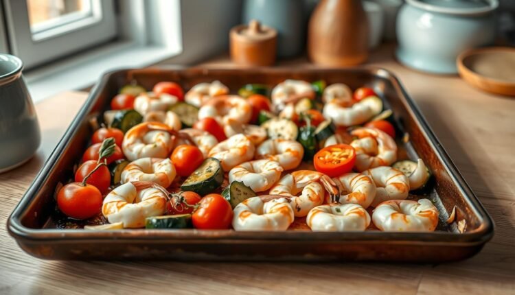 sheet pan dinner prep shrimp