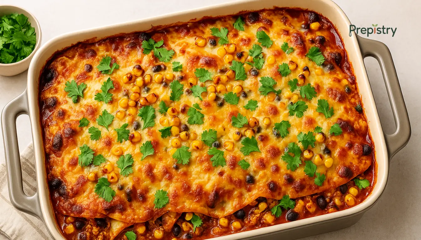 Chipotle-Lime Chicken & Sweet Corn Enchilada Bake Stack of homemade chocolate chip cookies on a white ceramic plate
