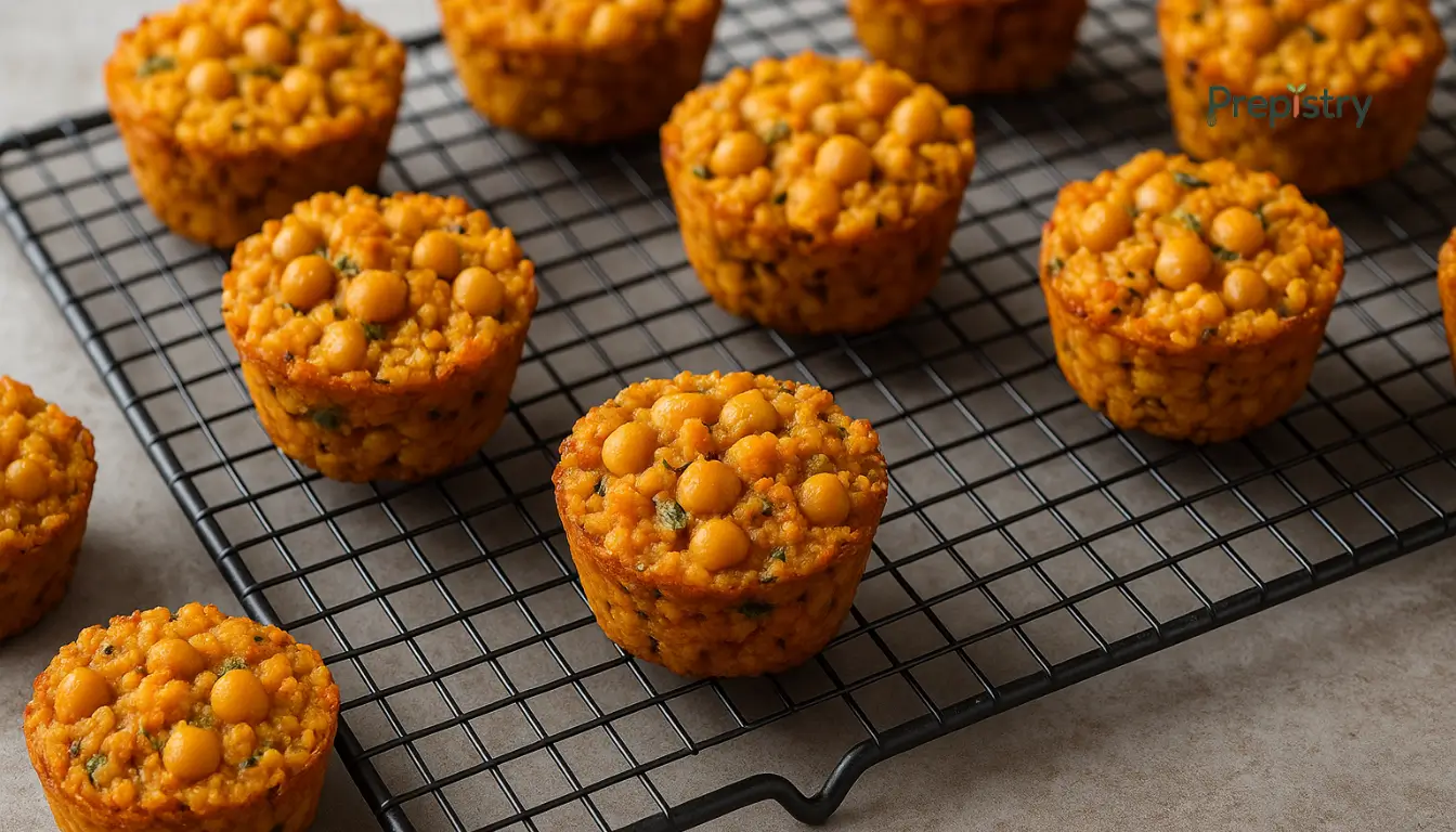 Sweet Potato & Chickpea Rice Muffin Cups Sweet potato chickpea Buddha bowl with greens and grains in a ceramic bowl