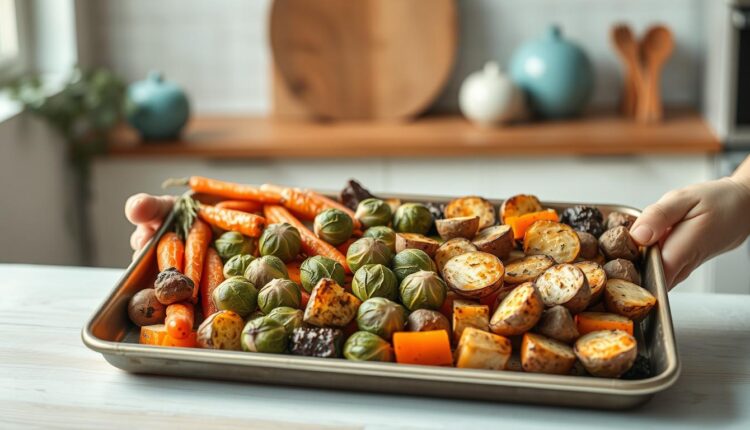 sheet pan dinner prep aesthetic presentation